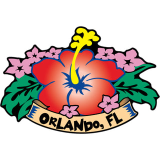 OK4 Orlando  FL Red Hibiscus Flower w Banner Sticker