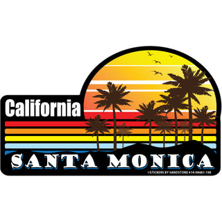 Santa Monica  California   Colorful Palm Sunset Sticker
