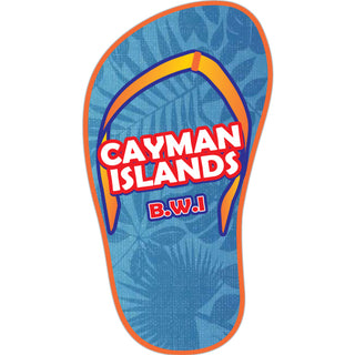 Cayman Islands B.W.I Flip Flop With Blue Hawaiian Print Sticker