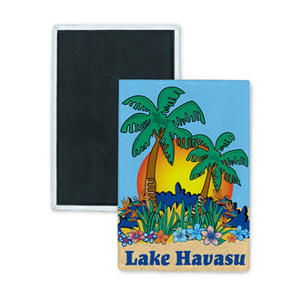 Lake Havasu Sunset Palms (0125 00120 08) Rectangle Badge Magnet