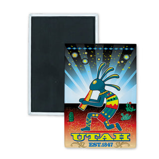 UTAH KOKOPELLI DANCING IN THE DESERT Rectangle Badge Magnet