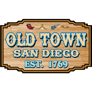 Old Town San Diego   Wood Icon Sign Sticker