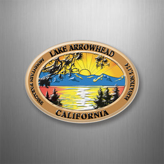Lake Arrowhead California   Oval Mountain Sunset 3D Magnet