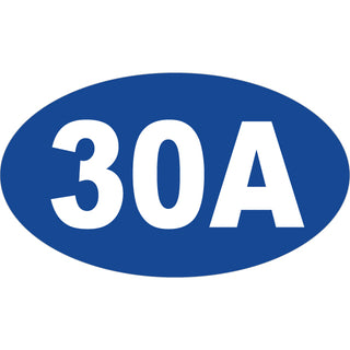 OK4 30A Euro Oval White on Royal Blue Background large Sticker