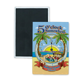 Balboa Island  CA   Five Oclock Happy Guy Rectangle Badge Magnet