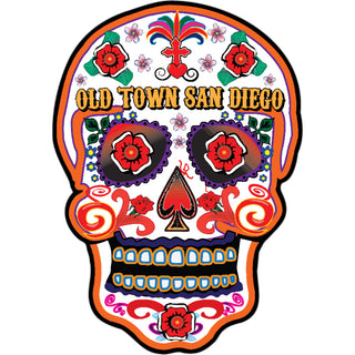Old Town San Diego Orange & White Sugar Skull Sticker