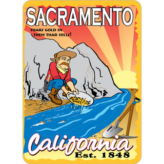 Sacramento California   Pan for gold Sticker