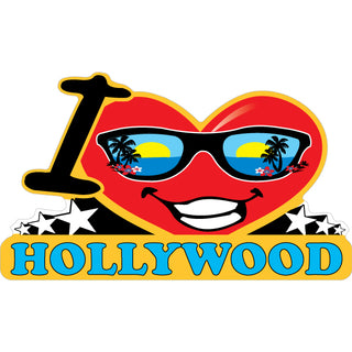 Hollywood CA Happy Face Heart Sunglasses Sticker