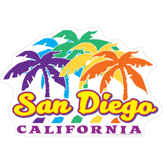 San Diego CA Five Color Palms Horizontal Sticker