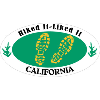 California   Hiked It Liked It Green Oval Sticker
