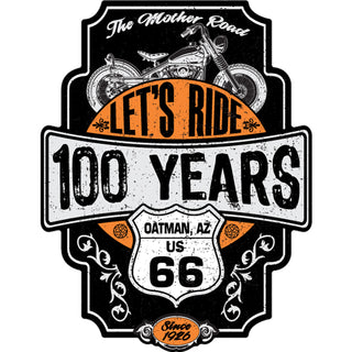 Oatman  AZ   The Mother Road  Let''s Ride  100 Years Sticker