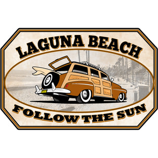 Laguna Beach CA Woody Follow The Sun Sticker