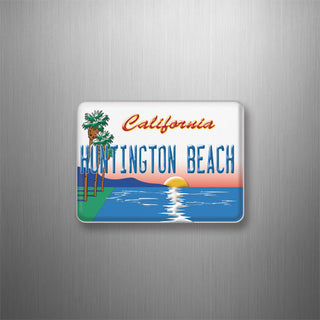 Huntington Beach   Palm Sunset License Plate 3D Magnet
