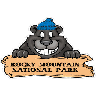 OK4 Rocky Mountain NP Smiling Bear Ski Cap with Log Sticker