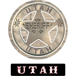 OK4 Utah Sheriff Badge and Rectangle   mini sticker Sticker