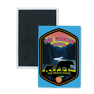 Pine Mountain  GA The Yellowhammer State with Bears & Peach Rectangle Badge Magnet