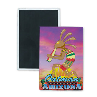 Oatman  Arizona   Kokopelli Sunset Rectangle Badge Magnet