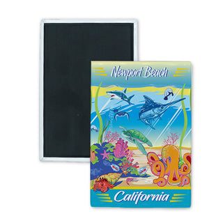 Newport Beach  California   Underwater Sea Life Rectangle Badge Magnet