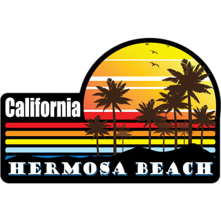 Hermosa Beach  CA   Colorful Palm Sunset Sticker