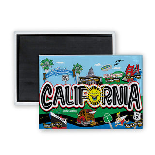 California Attractions Rectangle Badge Magnet