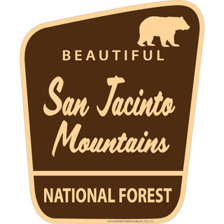 OK4 San Jacinto Mountains National Forest Brown Angle Sign (0113 00772 03) Sticker