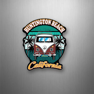 Huntington Beach  California Burgundy Bus Front View Vertical Flexible Magnet