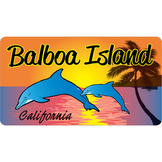 Balboa Island  CA Dolphin Sunset Sticker