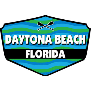 OK4 Daytona Beach Florida Blue & Green Wavy Shield Sticker