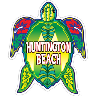 Huntington Beach   Green Floral Turtle Sticker