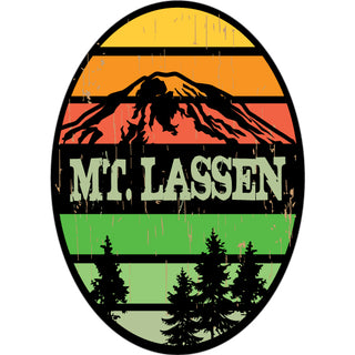 Mount Lassen Striped Oval Sticker