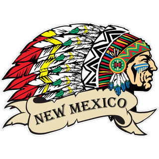 New Mexico   Native American Cheif Wide Side View Sticker