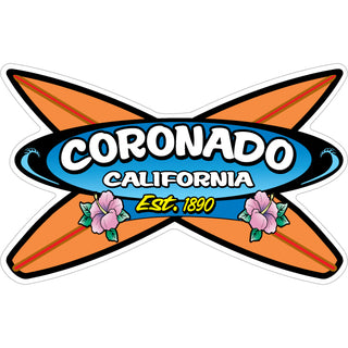 Coronado  California   Orange Crossing Surfboards Sticker
