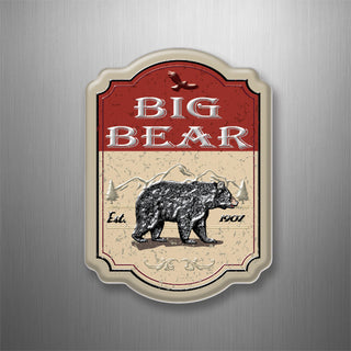 Big Bear   Red Bear Sign Vertical 3D Magnet