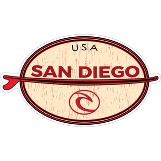 San Diego   Wood Grain Surfboard Sticker