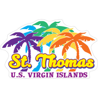 St. Thomas U.S Virgin Islands   Five Color Palms Horizontal Sticker