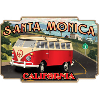 Santa Monica California Vintage Bus on P   Santa Monica California Vintage Bus on PCH Sticker