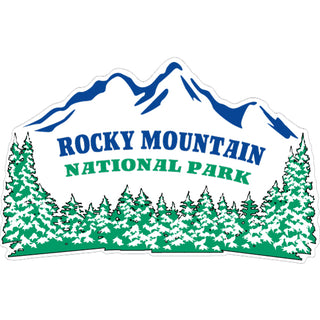 OK4 Rocky Mountain National Park   Snowy Mountains with Pine Trees Sticker