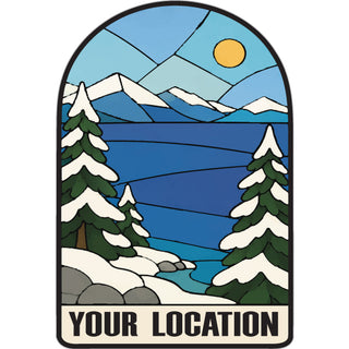 WINTER STAINED GLASS MOUNTAIN LAKE Sticker