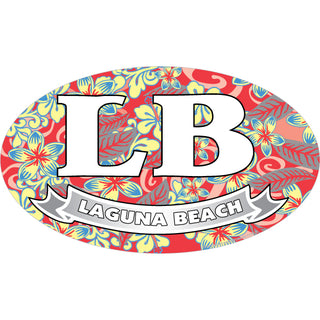 Laguna Beach CA Floral Filled Euro Oval Sticker