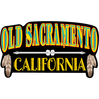 Old Sacramento  California Arrow with Feathers Sticker