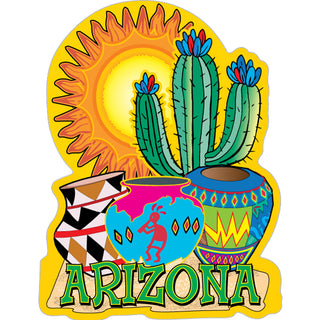 Arizona Sun Cactus Pottery w Kokopelli Sticker