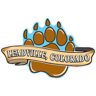 Leadville Colorado Bear Paw with Banner Sticker