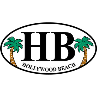 OK4 Hollywood Beach FL Euro Oval w Palm Trees Sticker