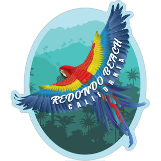 Redondo Beach  California   Parrot Flying Red Macaw over Jungle Sticker