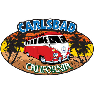CALSBAD BUS WITH PALM TREES OVAL Sticker