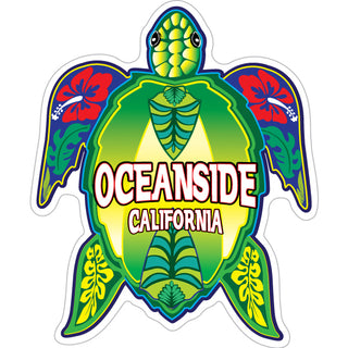 OK4 Oceanside  CA Green Turtle w Red Flowers Sticker