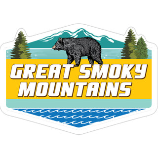 OK4 Great Smoky Mountains Teal and Gold Bear Design small (00322) Sticker