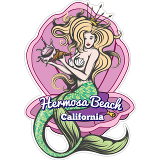 OK4 Hermosa Beach  CA Mermaid in Shell Sticker