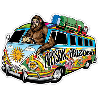 Payson  Arizona   Bigfoot Driving Hippie Van Bus Sticker