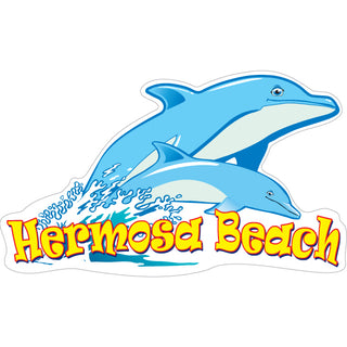 Hermosa Beach   Two Dolphins Sticker